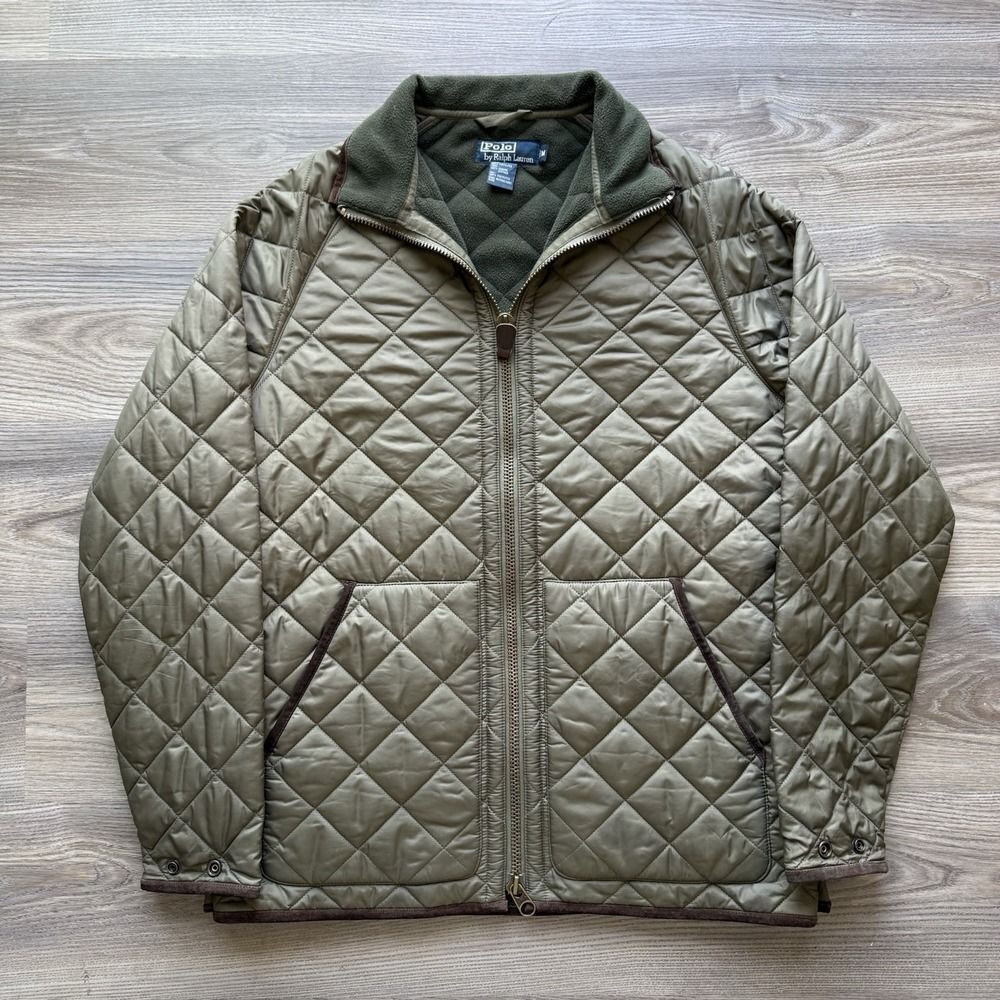 Vintage Polo Ralph Lauren Quilted Field Lined Jacket Size Mens M Olive Green
